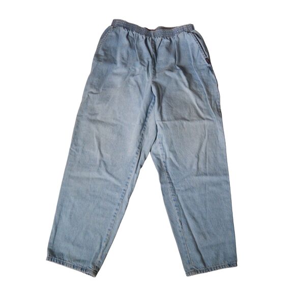chic Denim - Chic women's plus size 18W petite pull-on elastic waistband light wash jeans